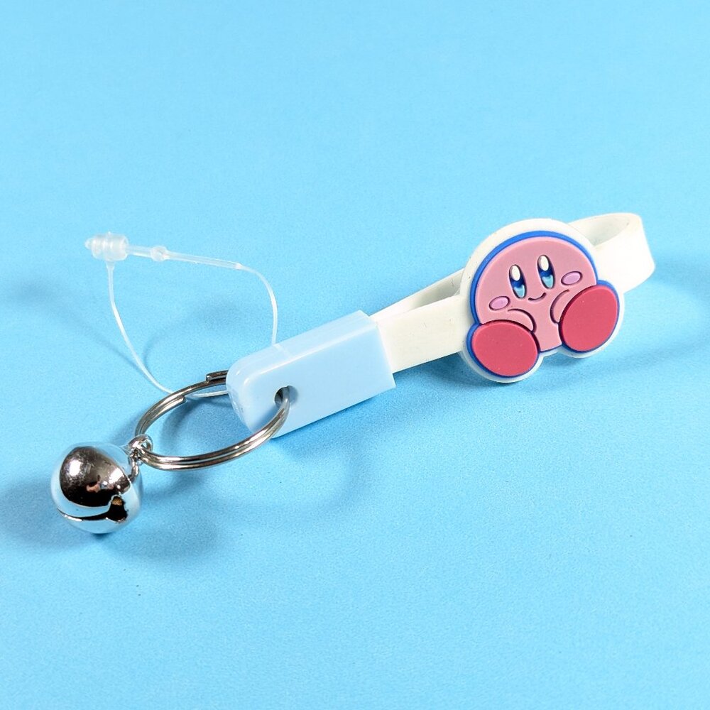 KIRBY phone charm strap from Japan, blue and white Strap Keychain with Bell
